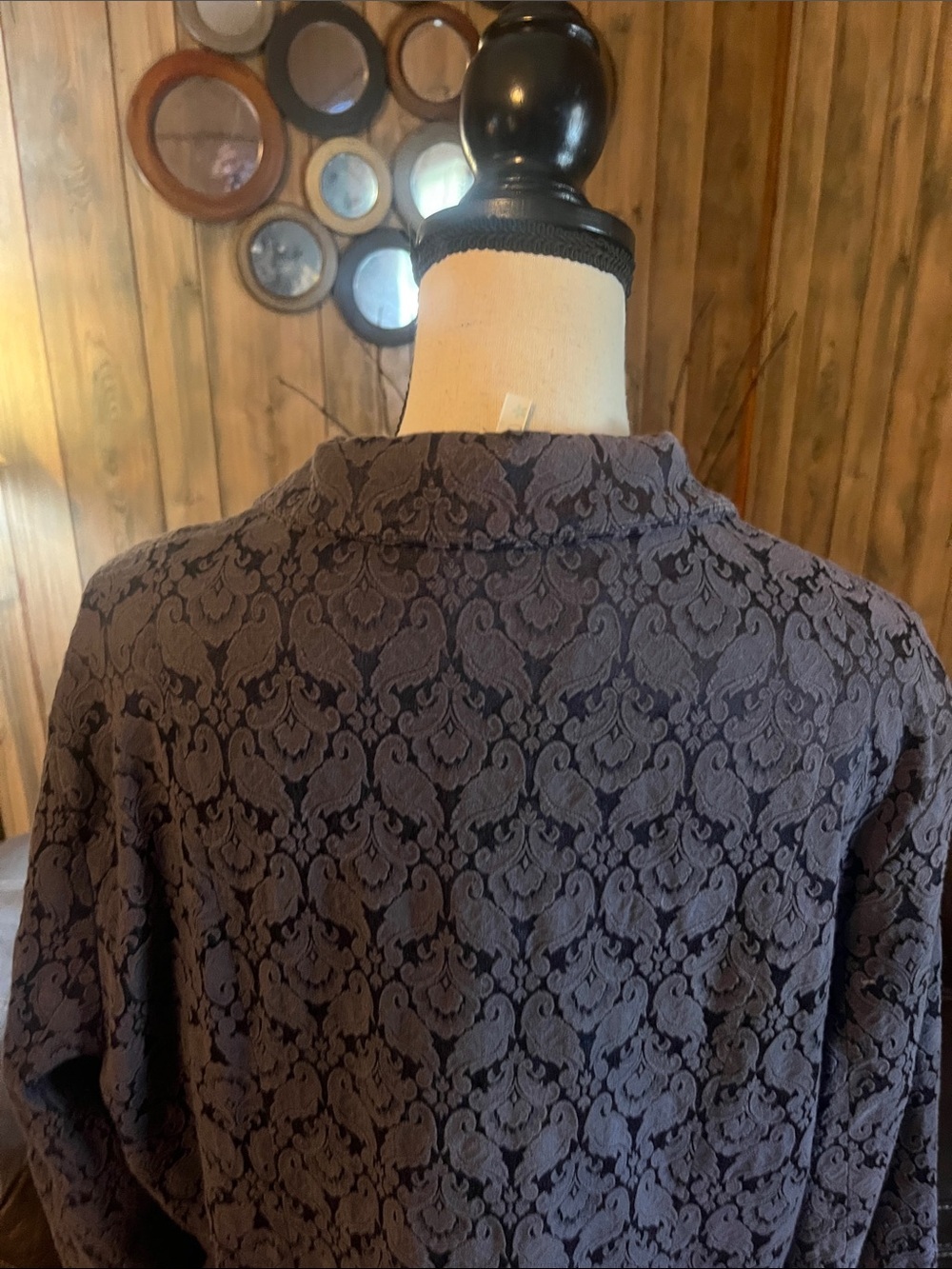 Miss Curvista Navy Blue/Mandarin Brocade Swing Jacket/Coat Paisley Boho Cottagec - Picture 7 of 10